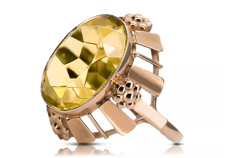 Yellow Peridot Original Vintage 14K Rose Gold Ring Vintage vrc043r